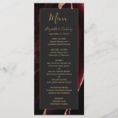 Modern Burgundy Gold Agate Dark WeddenMenu Menu (Voorkant)