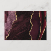 Modern Burgundy Gold Agate Marble Wedding Details Informatiekaartje (Achterkant)