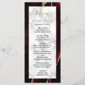 Modern Burgundy Gold Agate Marble Wedding Menu (Voorkant)