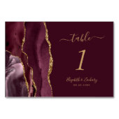 Modern Burgundy Gold Agate Wedding Kaart (Voorkant)