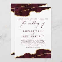 Modern Burgundy Gold Agate Wedding