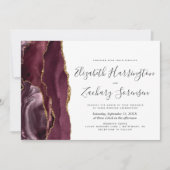 Modern Burgundy Gold Agate Wedding Kaart (Voorkant)