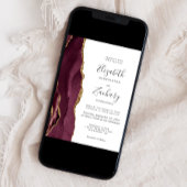 Modern Burgundy Gold Agate Wedding Kaart