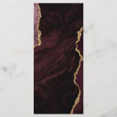 Modern Burgundy Gold Agate Wedding Menu (Achterkant)