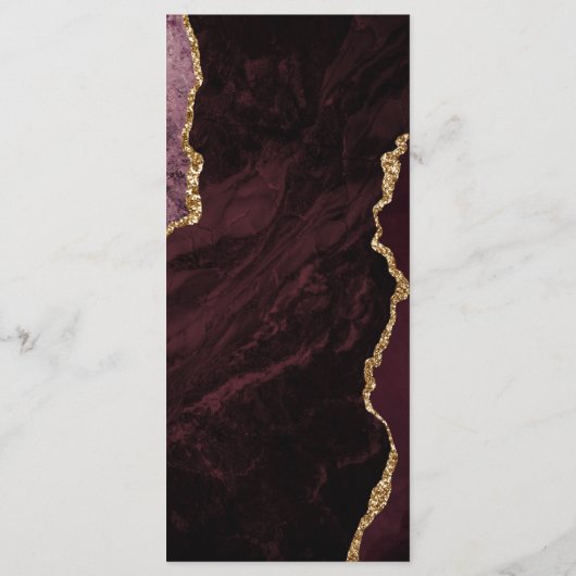 Modern Burgundy Gold Agate Wedding Menu (Achterkant)