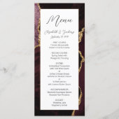 Modern Burgundy Gold Agate Wedding Menu (Voorkant)