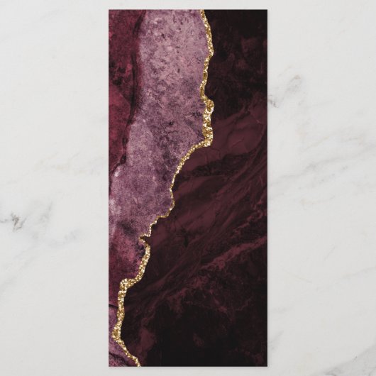 Modern Burgundy Gold Agate Wedding Menu (Achterkant)