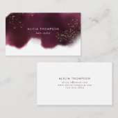 Modern Burgundy Gold Glitter Waterverf Visitekaartje (Voorkant / Achterkant)