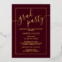 Modern Burgundy Gold Graduation Party