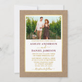 Modern Burgundy Gold Kraft Wedding Kaart (Voorkant)