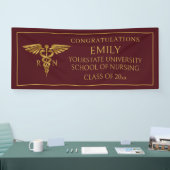 Modern Burgundy Gold Nursing School RN Afstuderen Spandoek (Beurs)