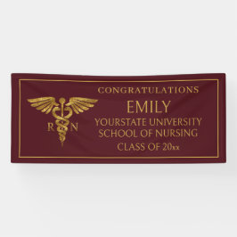 Modern Burgundy Gold Nursing School RN Afstuderen Spandoek