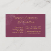 Modern Burgundy Gold Paint Strokes - Visitekaartje (Achterkant)