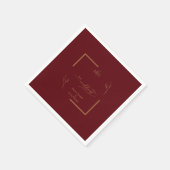 Modern Burgundy Golden Leaflet Border Monogram Servet (Hoek)