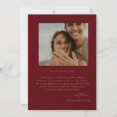 *Modern Burgundy Golden Leaflet Monogram Wedding Bedankkaart (Achterkant)
