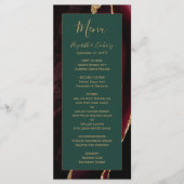 Modern Burgundy Goud Agaat Groen Trouwmenu Menu (Voorkant)