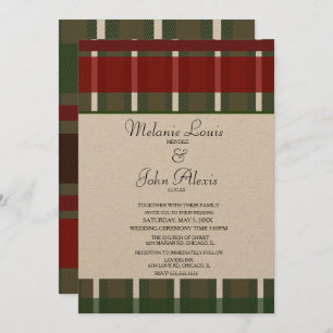 Modern Burgundy Green White Kraft Wedding Kaart