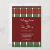 Modern Burgundy Green White Striped Wedding Kaart (Voorkant)