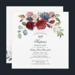 Modern Burgundy Greenery 60th Birthday<br><div class="desc">Moderne Burgundy Greenery 60th Birthday Party nodigt u uit om uw partijgegevens eenvoudig aan te passen door op de knop 'Personalize' te klikken. Met moderne bloemen en groene bouquet,  sappig en script moderne typografie. Ideaal voor een verrassingsfeestelijke uitnodiging voor elke mijlpaalfeest</div>
