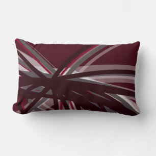 Modern Burgundy & Grey Abstract Ribbons Kussen