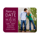 Modern Burgundy Hearts Wedding Photo Save the Date Magneet (Horizontaal)