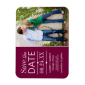 Modern Burgundy Hearts Wedding Photo Save the Date Magneet (Verticaal)