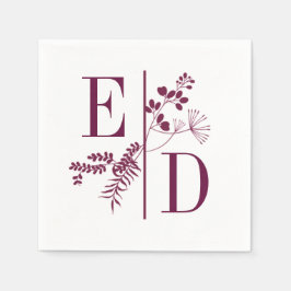 Modern Burgundy Initialen Wedding Napkins Servet
