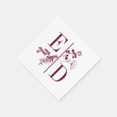 Modern Burgundy Initialen Wedding Napkins Servet (Hoek)