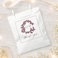 Modern Burgundy Leafy Crest Monogram Weddenschap