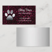 Modern Burgundy Leopard Print Dog Paw Pet Grooming Visitekaartje (Voorkant / Achterkant)