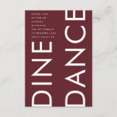 Modern Burgundy Maroon Monogram DINE Wedding Informatiekaartje (Voorkant)