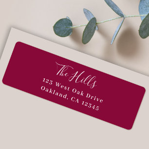 Modern Burgundy Maroon Ruby Red Return-adres Etiket