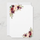 Modern Burgundy Marsala Floral Handwriting Wedding Kaart (Achterkant)
