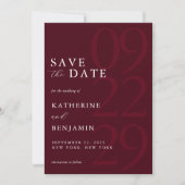 Modern Burgundy Minimalist Wedding Save The Date (Voorkant)