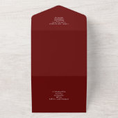 Modern Burgundy Monochrome Wedding All In One Uitnodiging (Buitenkant)