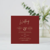 Modern Burgundy Monochrome Wedding Kaart (Staand voorkant)