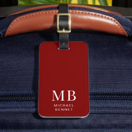 Modern Burgundy Monogram Bagagelabel