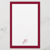 Modern Burgundy Monogram Briefpapier (Achterkant)