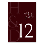 Modern Burgundy Monogram Minimalist Wedding Kaart (Voorkant)