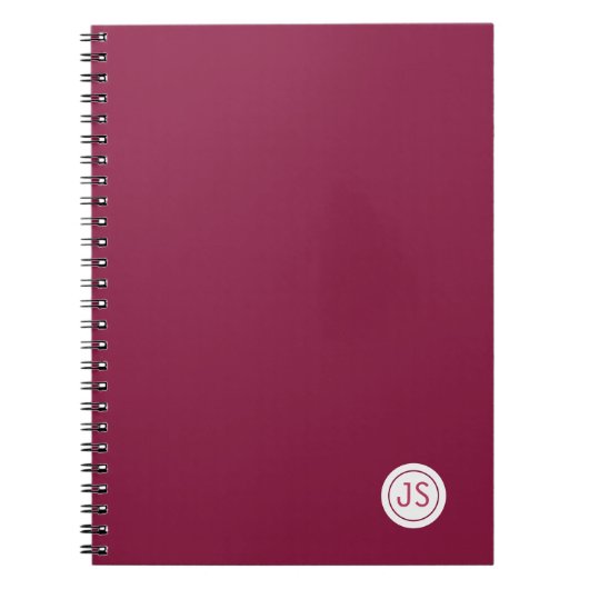 Modern Burgundy Monogram Notitieboek (Voorkant)