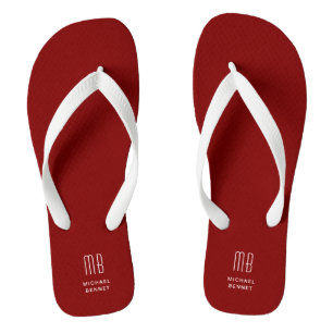 Modern Burgundy Monogram Teenslippers