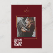 Modern Burgundy  Monogram Wedding Details Informatiekaartje (Achterkant)