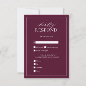 Modern Burgundy Monogram Wedding RSVP-kaart RSVP Kaartje (Achterkant)