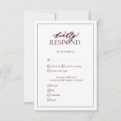 Modern Burgundy Monogram Wedding RSVP-kaart RSVP Kaartje (Achterkant)