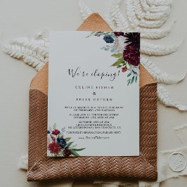 Modern Burgundy Navy Blush Elopement Reception Kaart