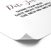 Modern Burgundy Navy Blush Floral Date Jar Sign Poster (Hoek)