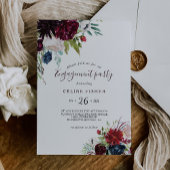 Modern Burgundy Navy Blush Floral Engagement Party Kaart