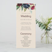 Modern Burgundy Navy Blush Floral Wedding Programm Programmakaart (Staand voorkant)