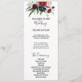 Modern Burgundy Navy Blush Floral Wedding Programm Programmakaart (Voorkant)