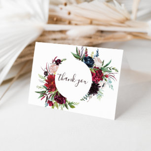 Modern Burgundy Navy Floral Wedding Bedankt